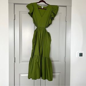 Flutter Sleeveless Cut Out Midi Dress